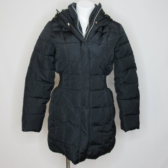 Cole Haan Black Signature Hooded Taffeta Down Puffer Coat Women's S Small - Picture 6 of 12